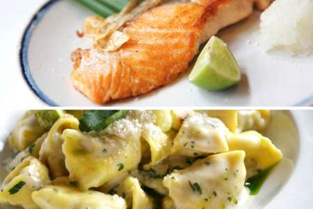 agnolotti and salmon