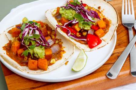 back bean and sweet potato tacos