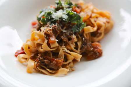 beef bolognese with homemade tagliatelle pasta