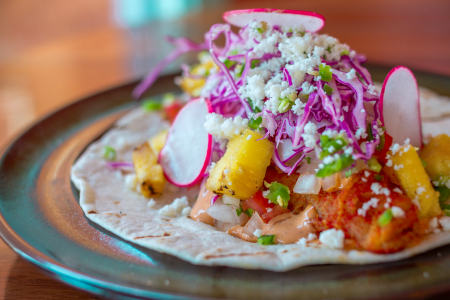 beer battered and fried fish tacos with slaw