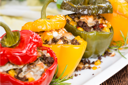 bell peppers stuffed with sausage and asiago cheese