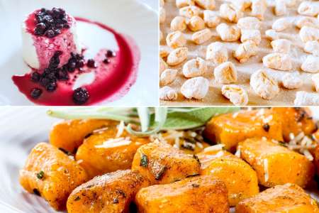 blueberry panna cotta, and homemade sweet potato gnocchi