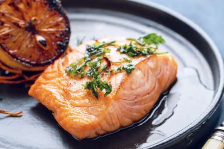 bourbon and blood orange glazed salmon