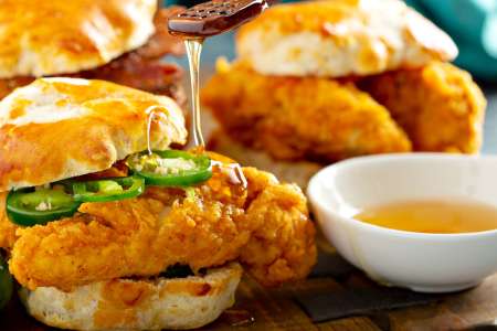 buttermilk biscuits with honey and fried chicken