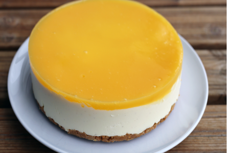 cheesecake with mango glaze