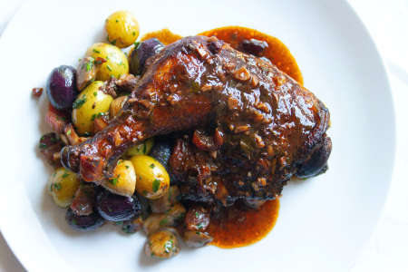 chicken coq au vin with red wine