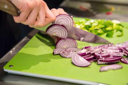 chopping red onions