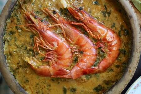 coconut milk poached shrimp
