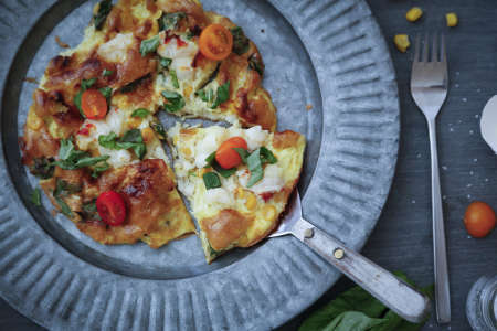 lobster corn basil frittata