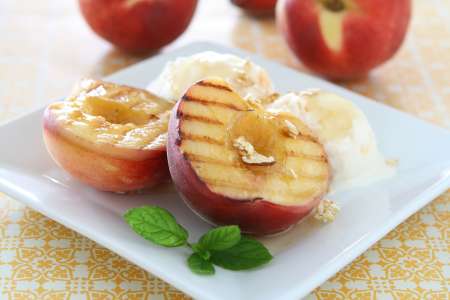 grilled summer fruit with sorbet