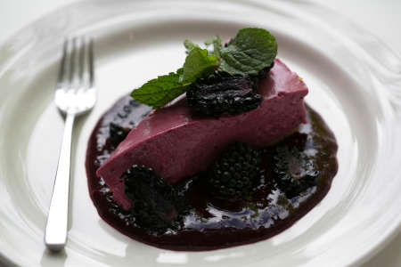 Blackberry bavarian cheesecake