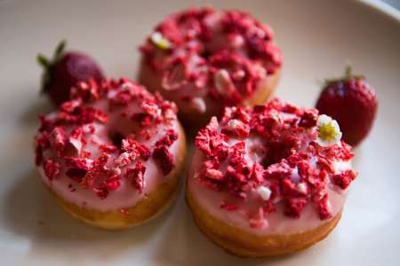 Fresh strawberry donut