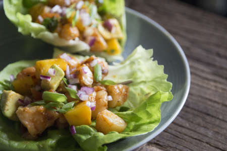 shrimp mango lettuce cups