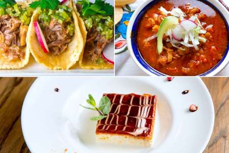 duck tacos with posole soup and tres leches