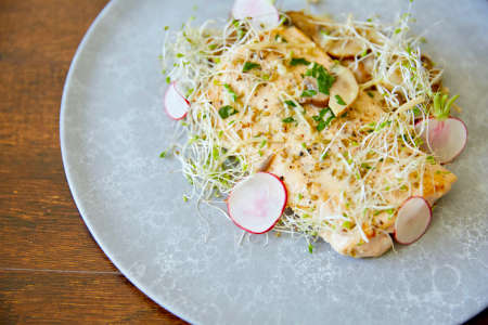 fennel salmon with wild mushrooms