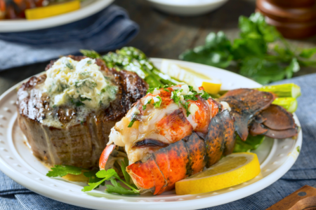 filet mignon and lobster tail surf and turf