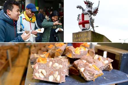 london bridge weekend   people enjoying food and chocolate on a food tour