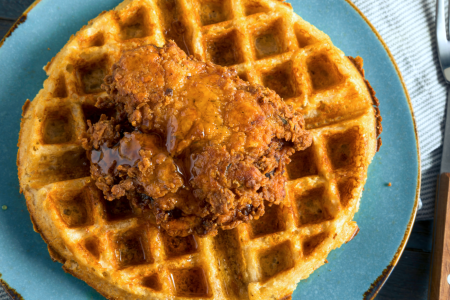 fried chicken on a waffle