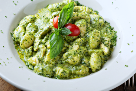 gnocchi in walnut pesto sauce