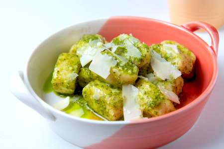 gnocchi pesto with parmesan