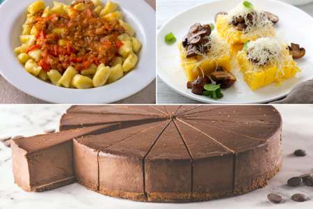 gnocchi, polenta and cheesecake