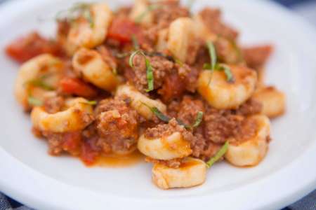 homemade pasta with bolognese sauce