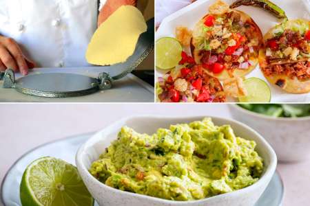 homemade tortillas, Campechano and guacamole