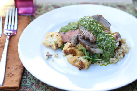 lamb with salsa verde dinner