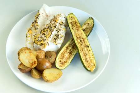 lemon cod with vegetables