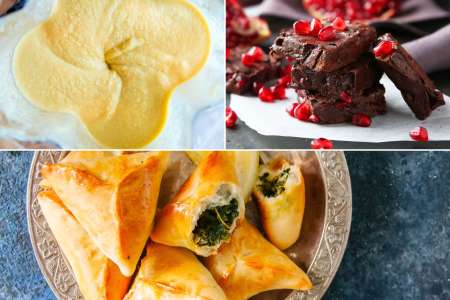 making hummus, Spinach Fatayer, and chocolate with pomegranate