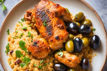 moroccan chicken with olives and couscous