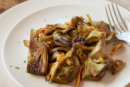 mushrooms and artichokes