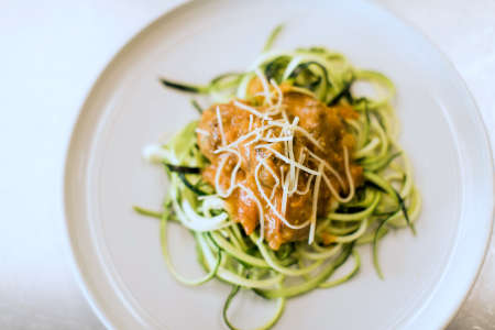 pasta bolognese with zucchini noodles