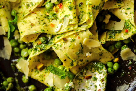 pappardelle pasta with pesto