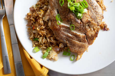 pan fried fish with rice