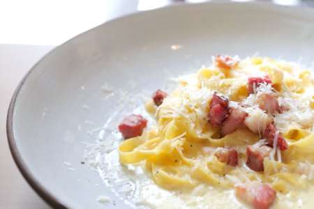 pappardelle pasta with carbonara sauce