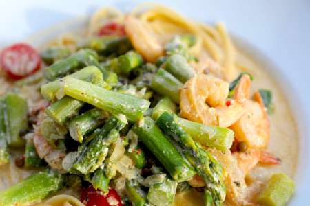 pasta with asparagus and shrimp