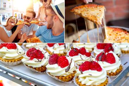 pizza and dessert on a food tour in new york city's greenwich village