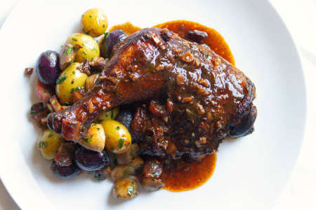 plated coq au vin