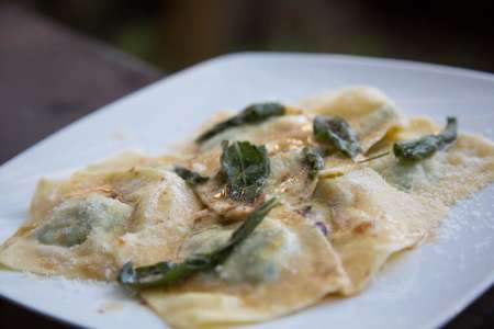 plated ravioli