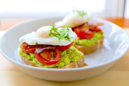 poached eggs on avocado toast