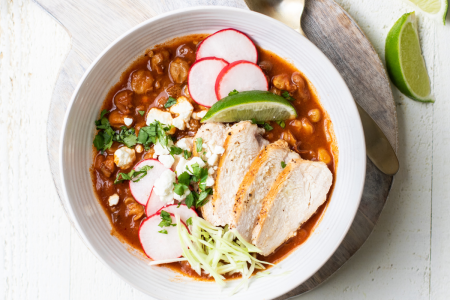 pozole with pickled radish