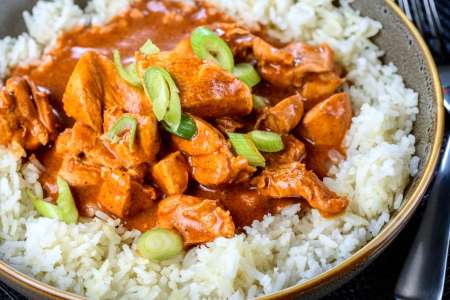 butter chicken with basmati rice