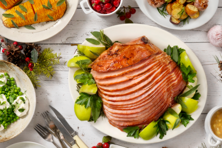 holiday honey ham with side dishes