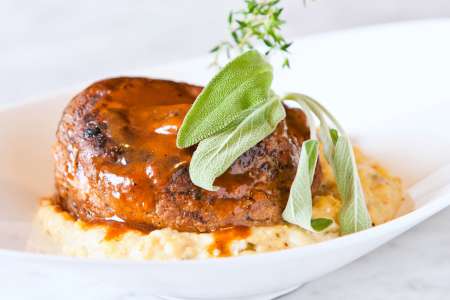 braised Short rib Over Mascarpone Polenta