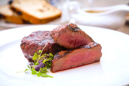 steak with micro greens