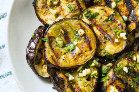 roasted eggplant with garlic and parsley