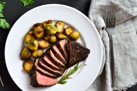 espresso and bourbon flat iron steak