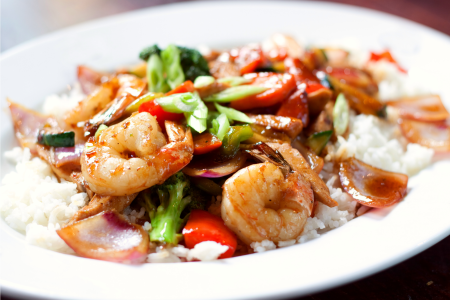 Thai Shrimp Stir fry With Steamed Rice