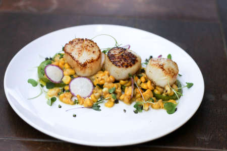 Scallops and corn